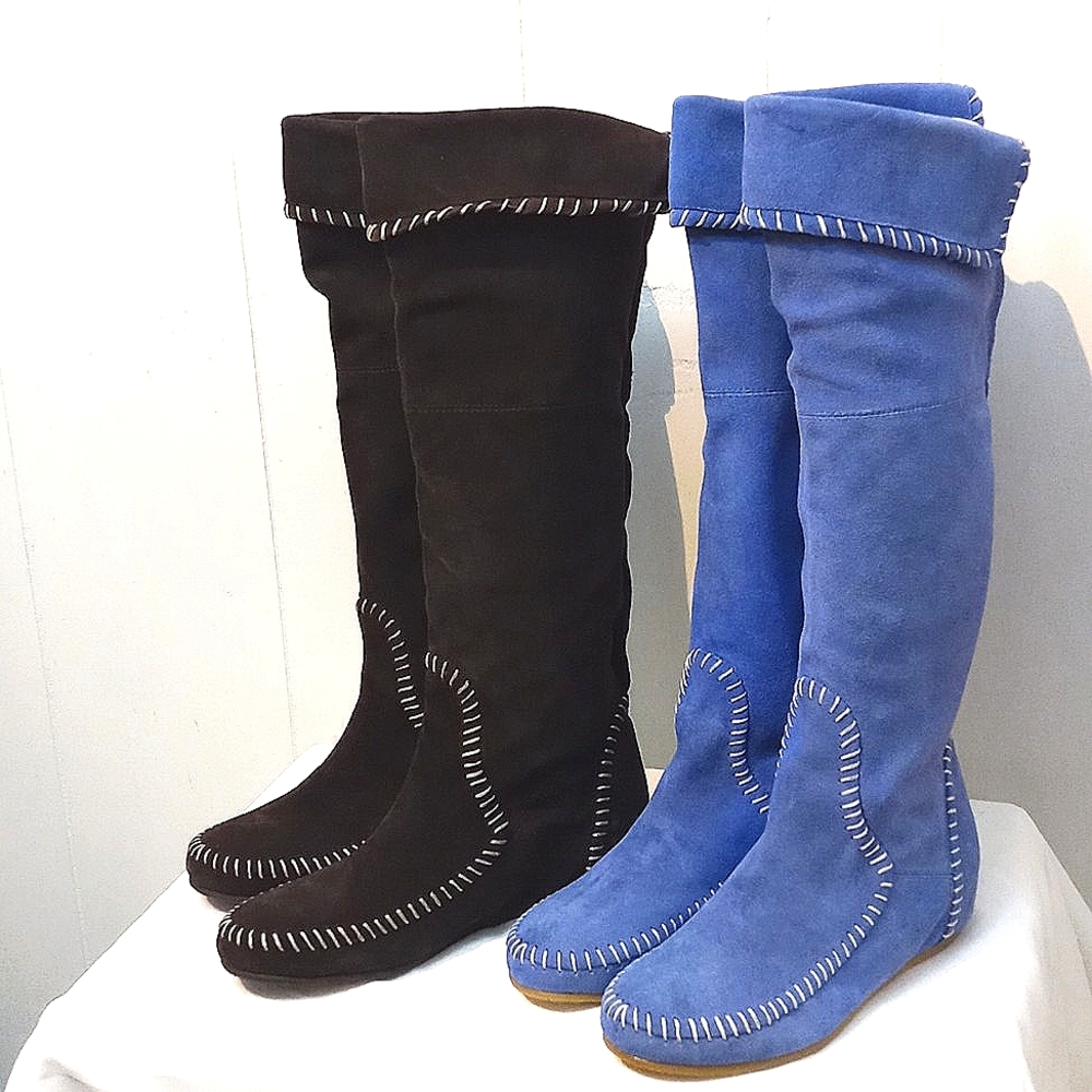 ZigiNY LEATHER High Boots Sky Blue or Chocolate Brown| 8 US
